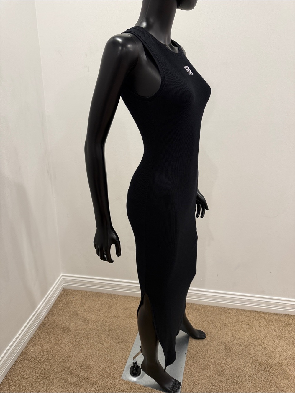 NEW LOEWE Anagram Ribbed Cotton Tank Maxi Dress Black Size S Luxury Minimalist - Picture 5 of 16